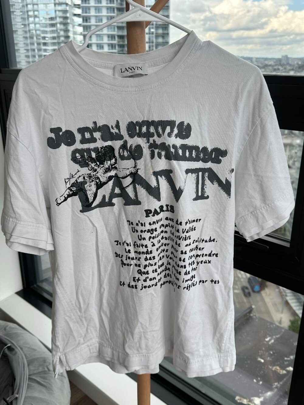 Lanvin Paris Graphic French Text Print T-Shirt White 100% Cotton